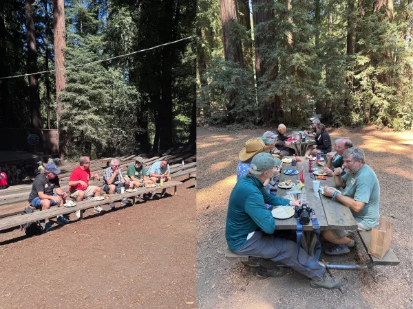 Members enjoying their meal and the sun!